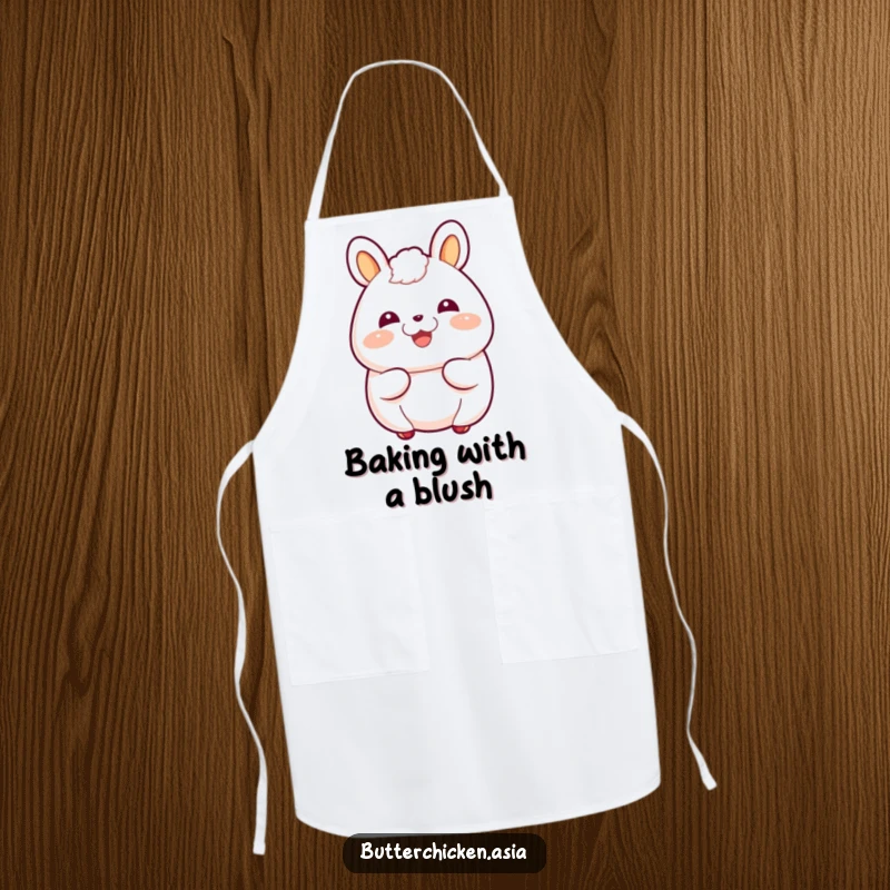 Funny Apron showing a giggling bao bun character with a happy blush, bringing smiles to the kitchen.