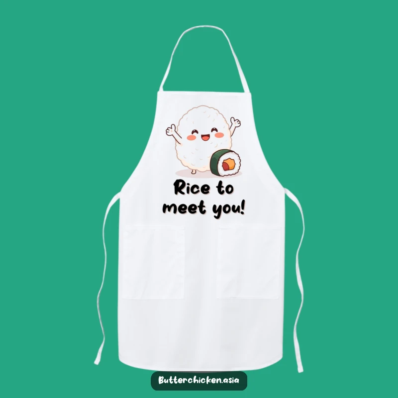 Funny Rice Blob Apron: Cute Sushi Character Kitchen Wear for Humorous Cooks