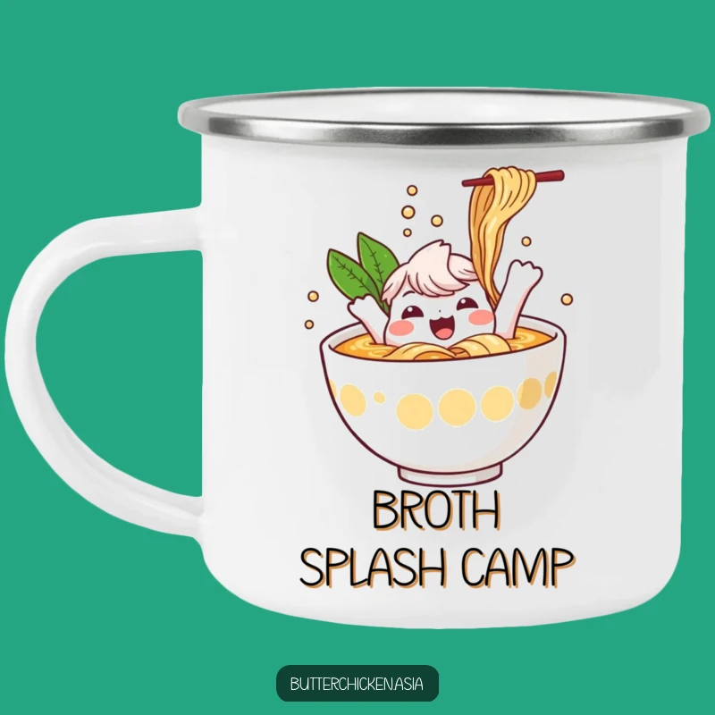Funny Ramen Camping Mug: Adventure with this Splashing Character