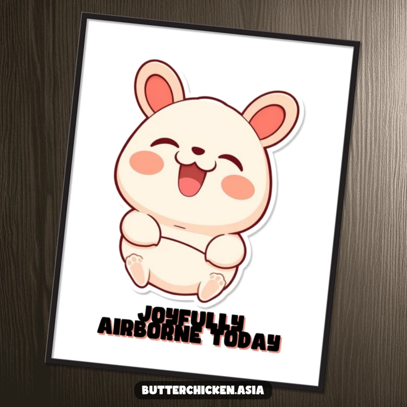 Funny bao bun digital art print of a beaming character looking ecstatic while being picked up, instant download.