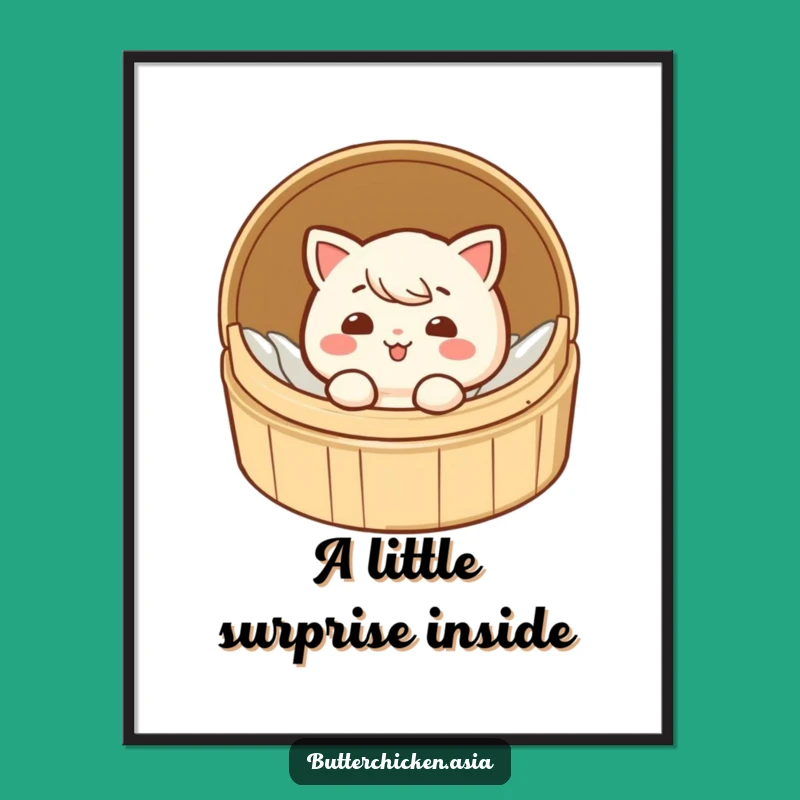 Funny Dim Sum Digital Art - Instant Download Giggling Steamed Dumpling