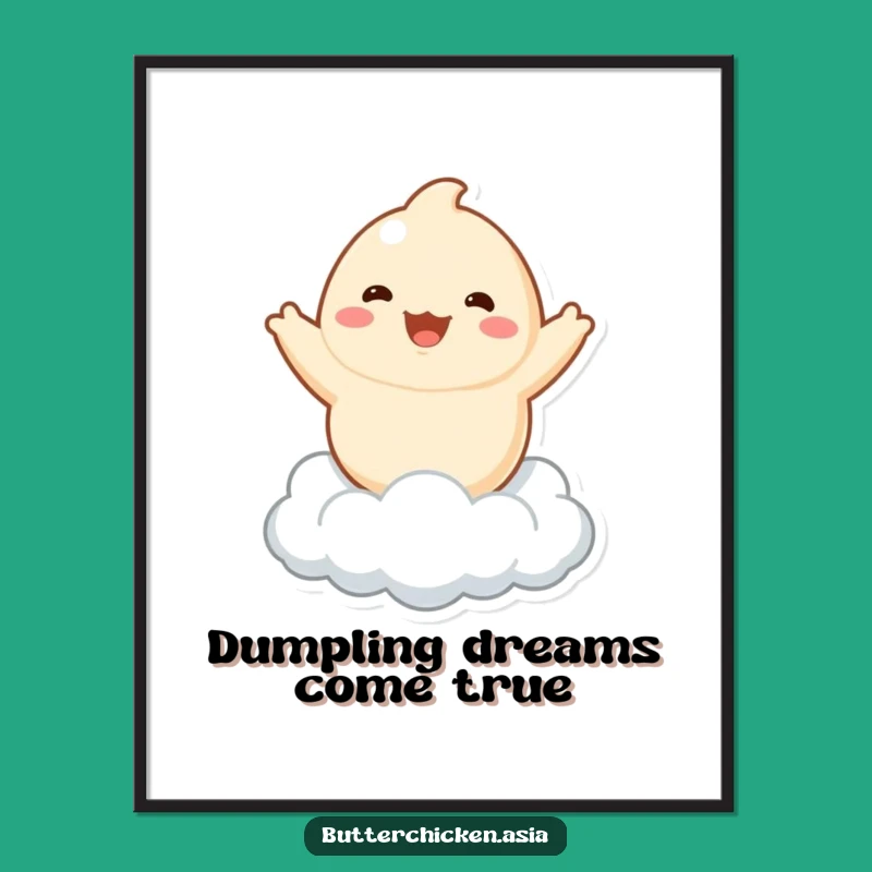 Funny Dumpling Digital Art: Playful Character Decor, Cloud Joy Instant Print