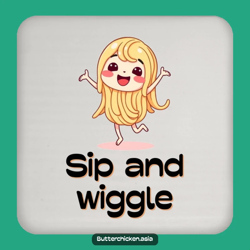 Funny Noodle Dance Coaster: Protect Surfaces with a Smile, A Cute Funny Gift!