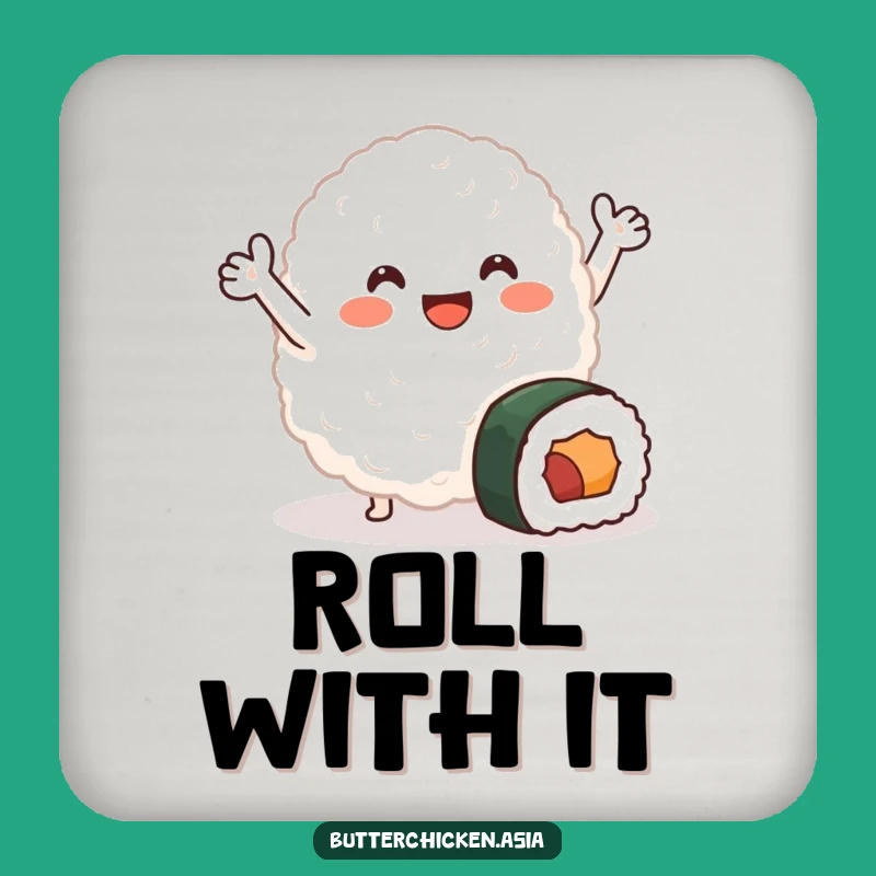 Funny Rice Blob Drink Coaster: Cute Sushi Character Protector, Humorous Gift