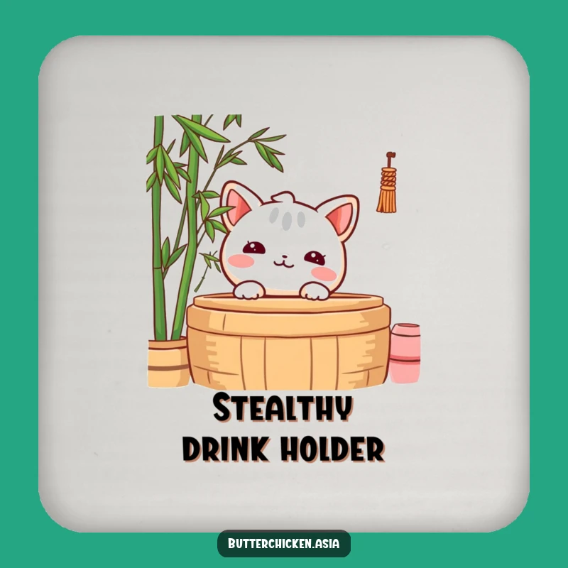 Funny Shy Wonton Coaster: Protect Surfaces with a Whisper, A Sweet Funny Gift!