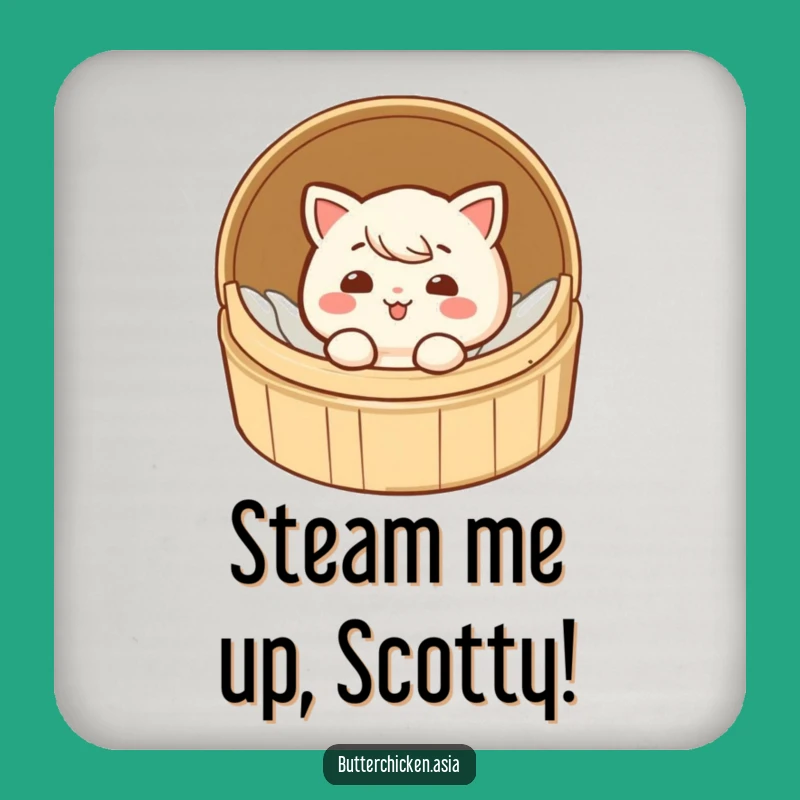 Funny Dim Sum Coaster Set - Protect Surfaces with Giggling Steamed Dumpling Art