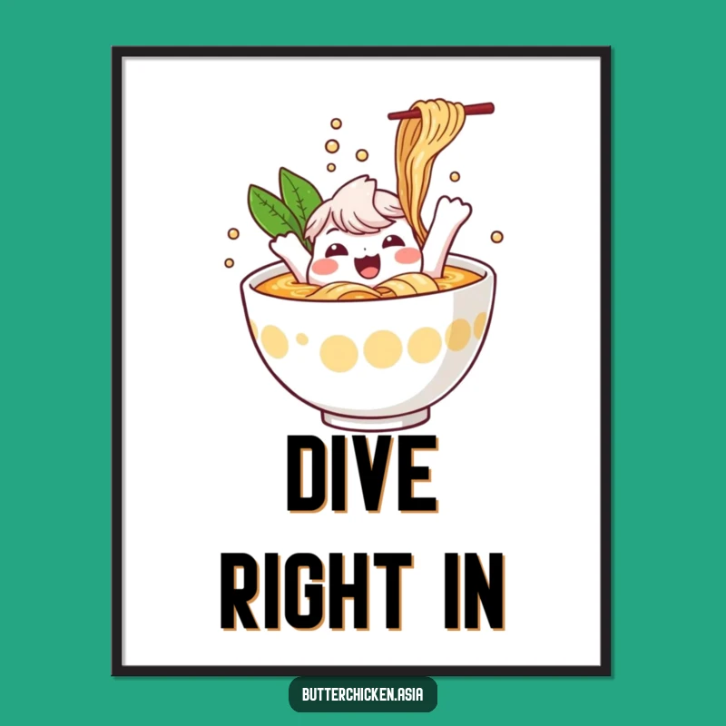 Funny Ramen Poster: Splashing Character Art for a Cheerful Vibe