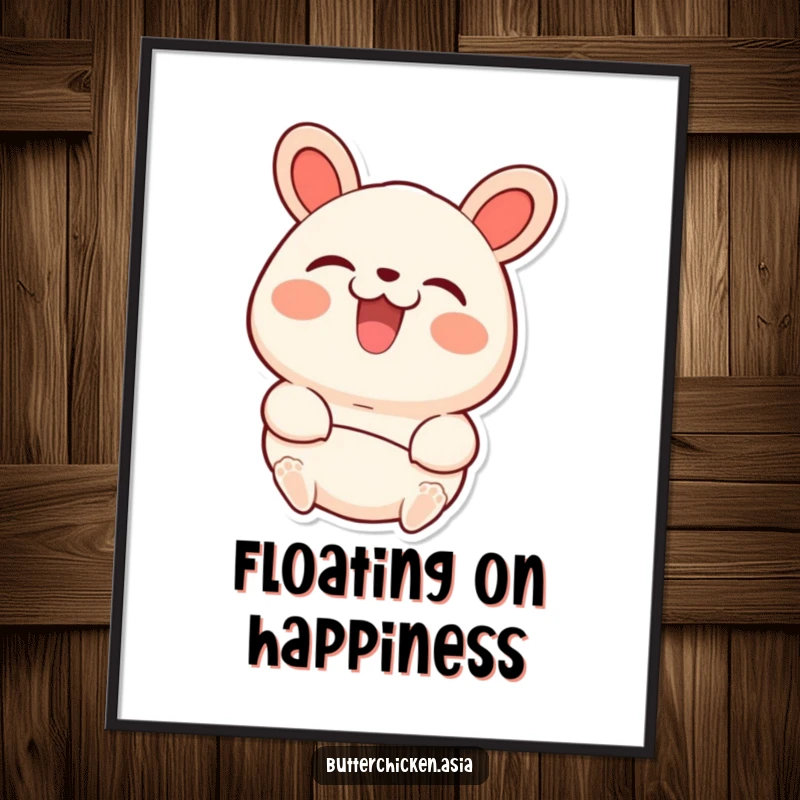 Funny bao bun poster art of a beaming character looking ecstatic while being lifted, bringing joy to any room.