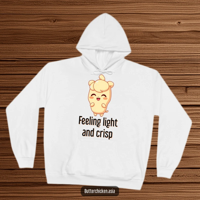 Funny Hoodie displaying a delighted tempura character with a light, crisp shine, perfect for staying warm and radiant.