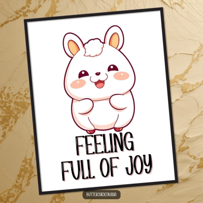 Funny Free Printable Wall Art: A giggling bao bun character with a happy blush, bringing a cheerful and cute vibe.