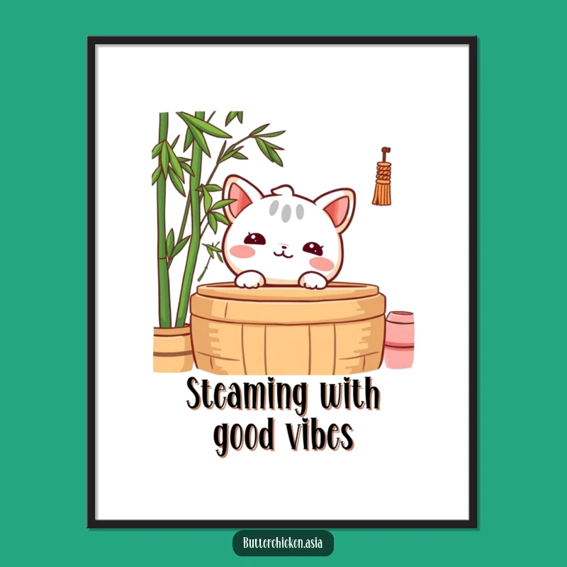 Free Printable Wall Art: Shy Wonton Peek Funny Downloadable Kitchen Decor