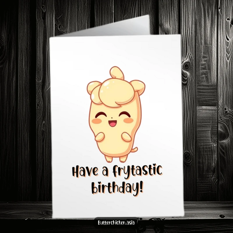 Funny Free Printable Birthday Card: A delighted tempura character with a light, crisp shine, radiating birthday cheer.