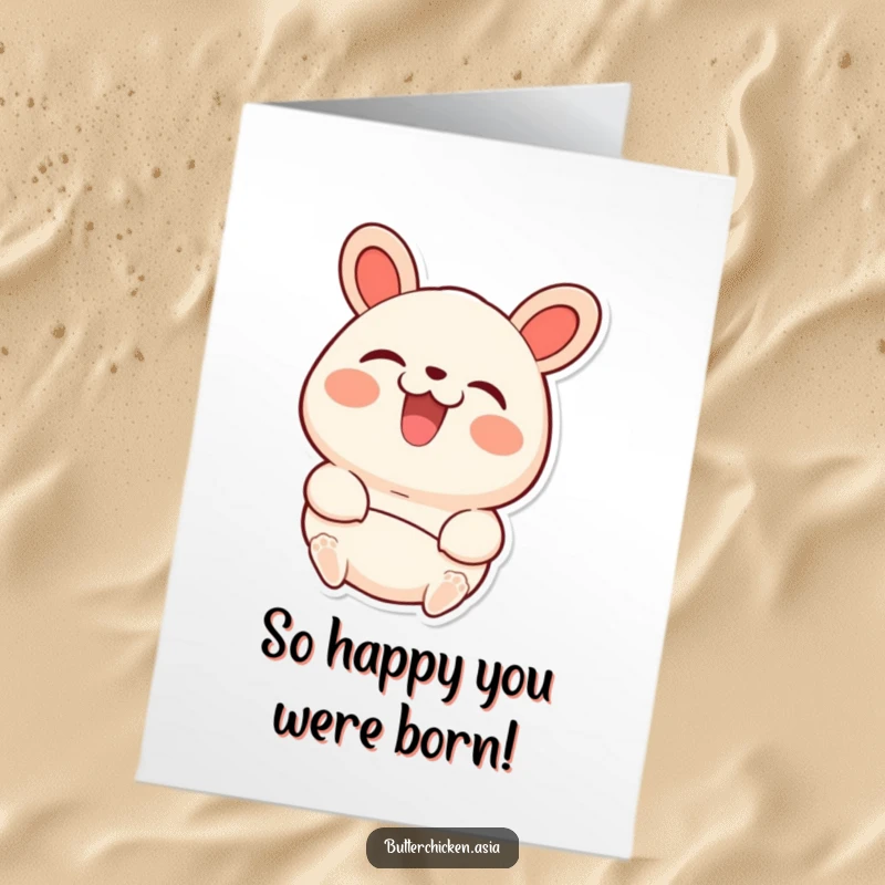 Funny Free Printable Birthday Card: A beaming bao bun character joyfully being lifted, radiating pure birthday happiness.