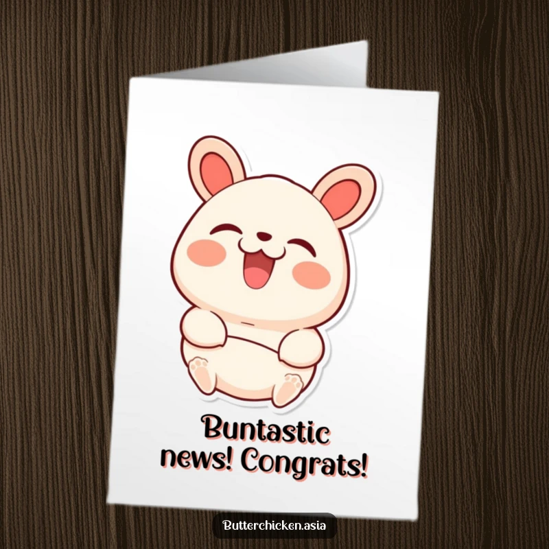 Funny Free Printable Congratulations Card: A joyful bao bun character happily elevated, celebrating a wonderful accomplishment.