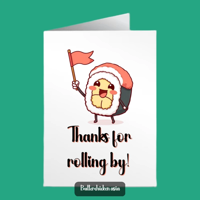 Free Printable Sushi Thank You Card: Funny Waving Flag Gift
