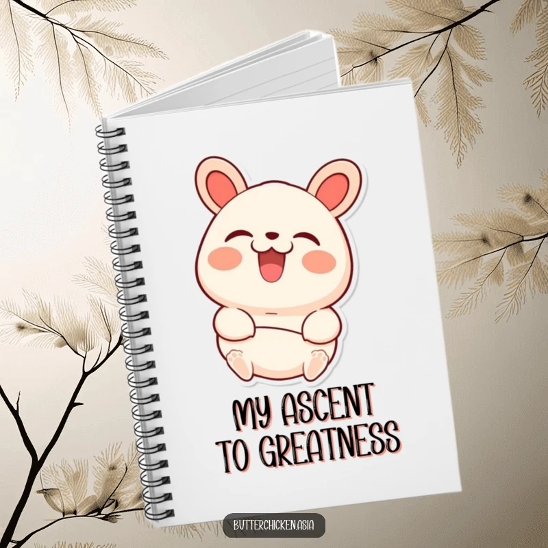 Funny bao bun notebook with a beaming character looking thrilled as it is being picked up, great for notes.