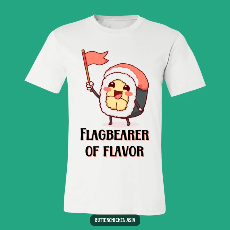 Funny Sushi Roll T-Shirt: Happy Waving Character for a Cheerful Gift