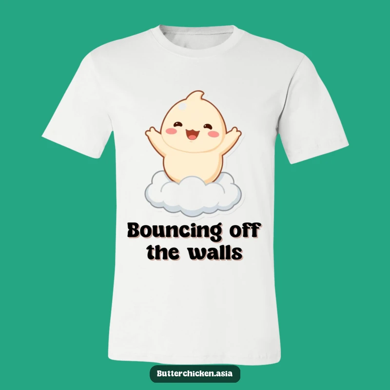 Funny Dumpling T-Shirt: Playful Bouncing Character, Cloud Fun, Cute Graphic Tee