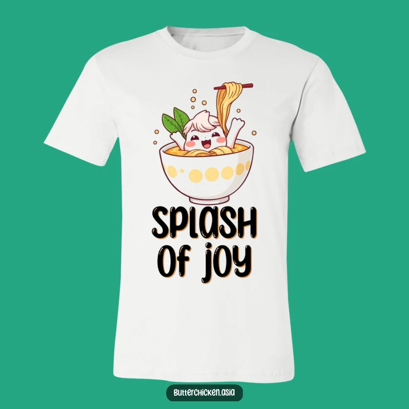 Funny Ramen T-Shirt: Cheerful Splashing Character for a Fun Gift