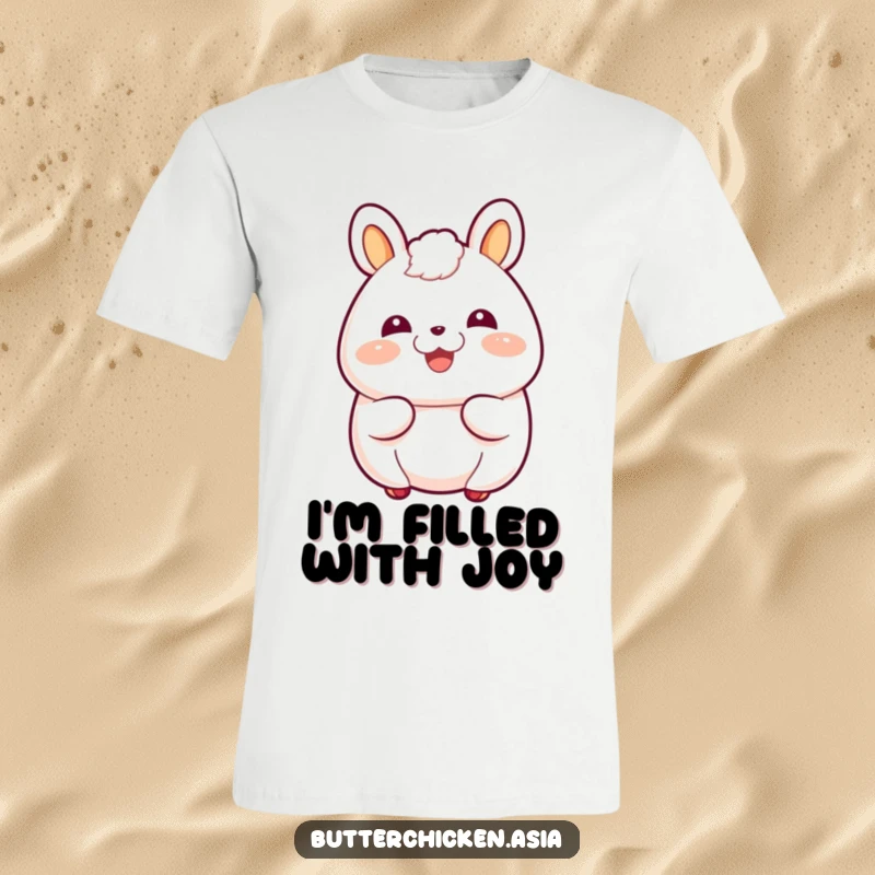 Funny T-Shirt showcasing a giggling bao bun character with rosy cheeks, bursting with infectious, happy laughter.