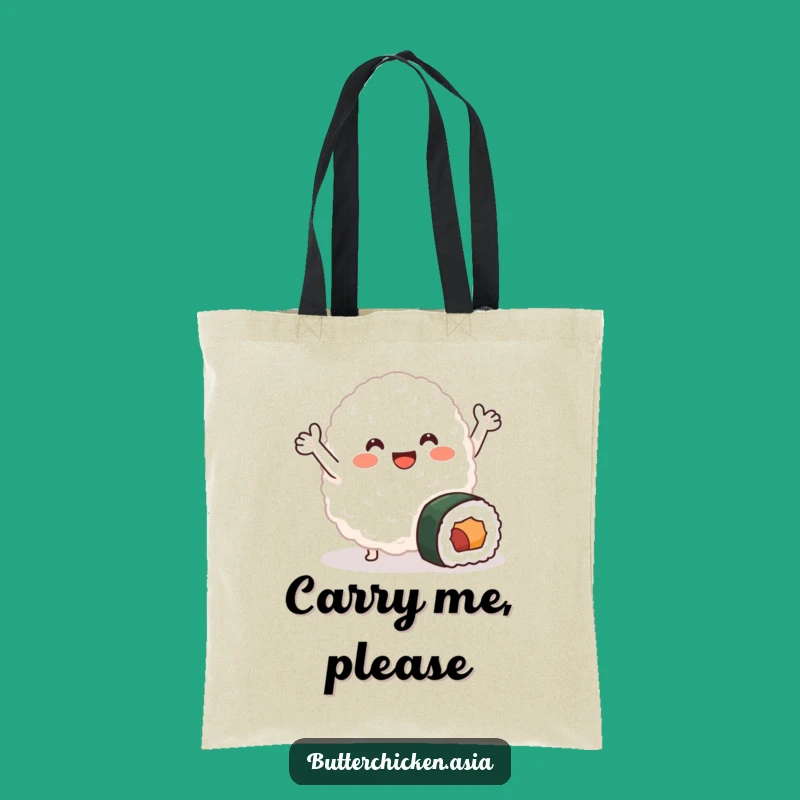 Funny Rice Blob Tote Bag: Cute Sushi Character Bag for Humorous Shopping